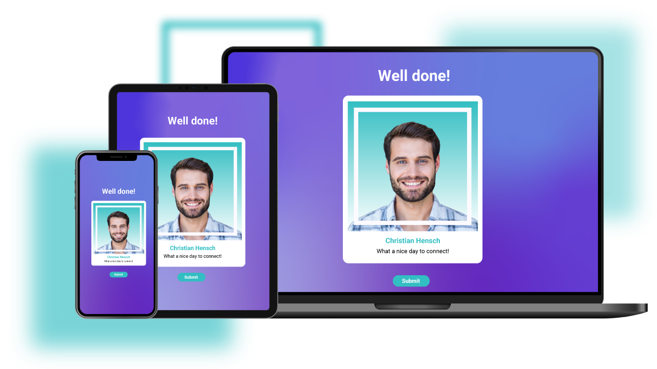 Virtuelle Fotobox auf Laptop, Tablet und Handy zur Aktivierung Ihres Publikums