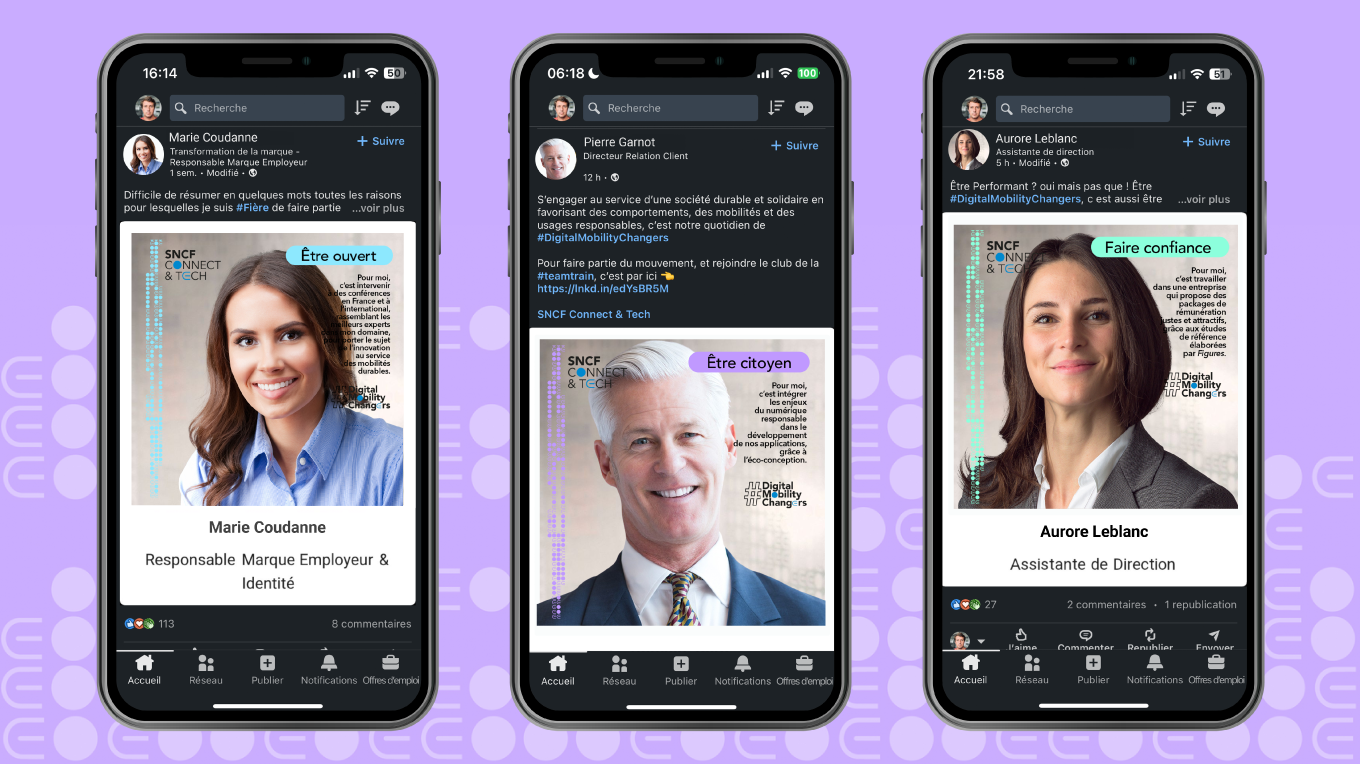 Virtual photobooth for the employer branding campaign of SNCF Connect & Tech