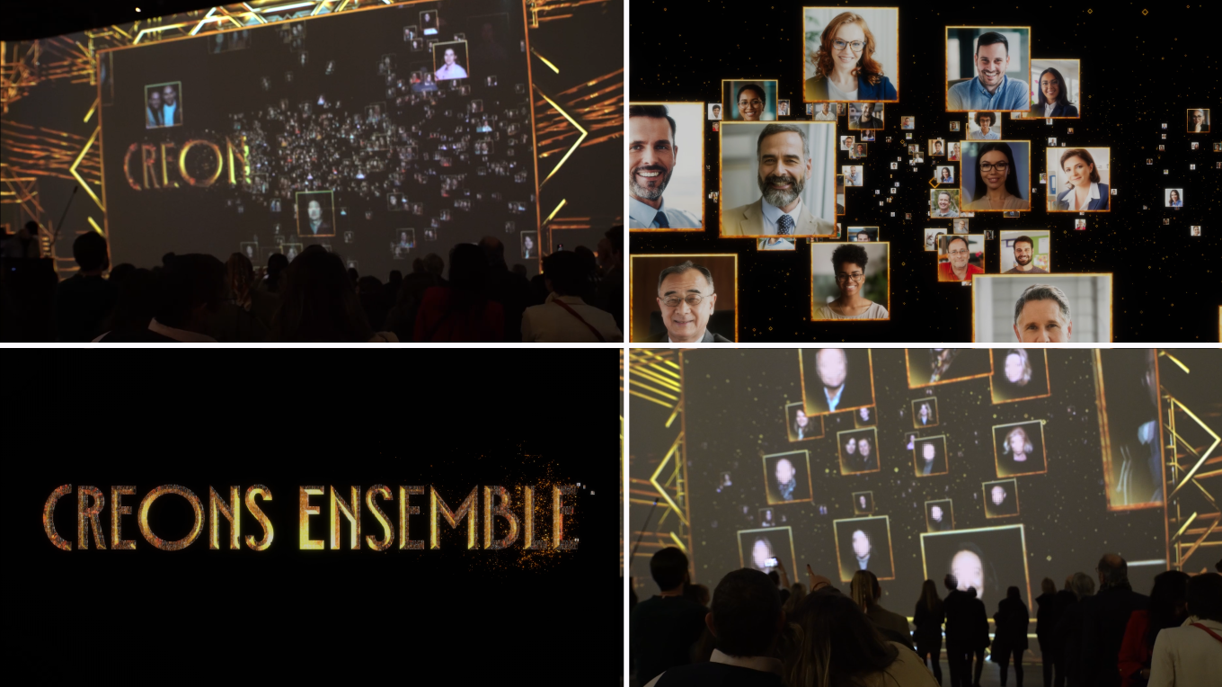 Jam Capsule screens show a video in which guests’ photos reveal the Créons Ensemble visual in the form of a mosaic