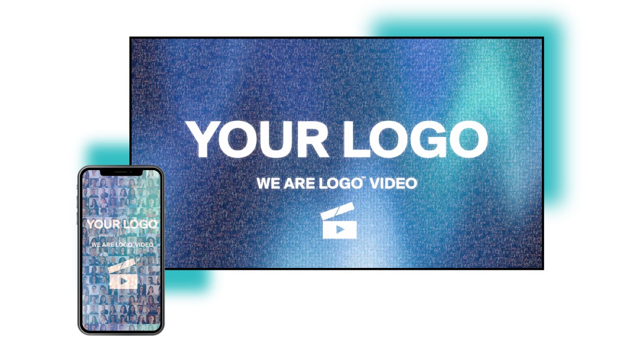 Video photo mosaic on screen and smartphone