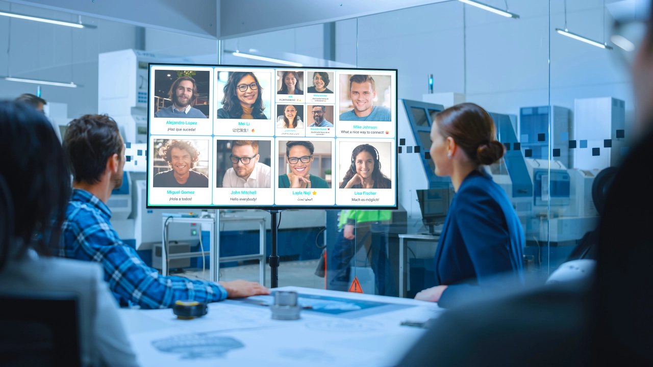 Affichage du diaporama en ligne sur un écran pendant un séminaire