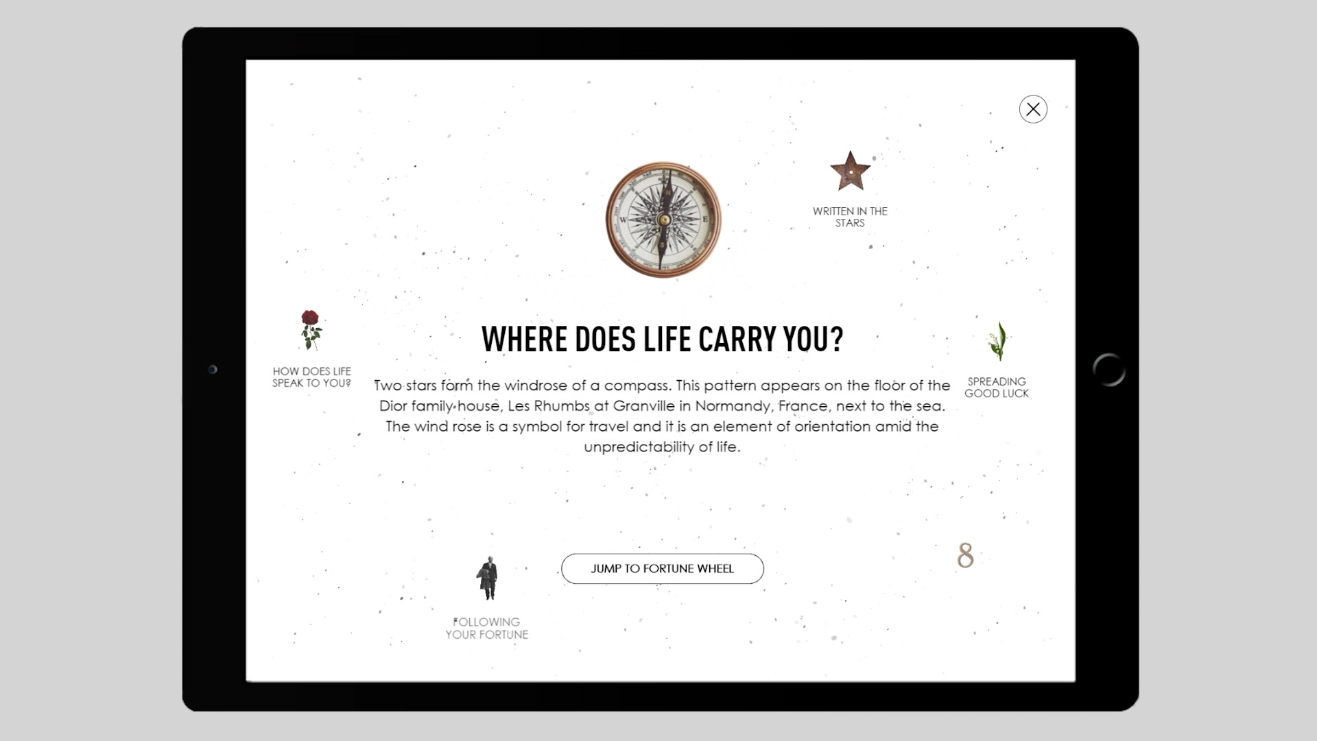 The history of jewelry is told to customers in the Rose des Vents digital retail experience.