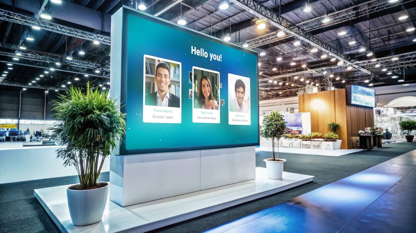 Real-time display of the loop mosaic photo on a trade show led screen