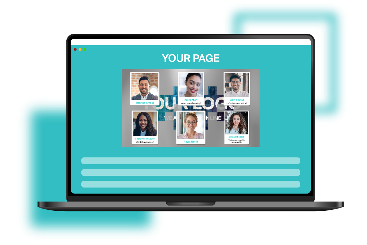 A preview of the selfie wall embedded on a platform like SharePoint, WordPress, or a landing page.