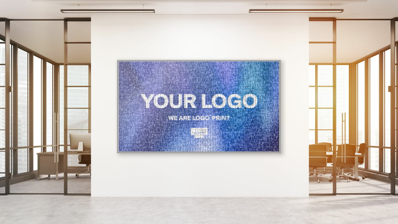 Example of a photo mosaic printed in a company lobby