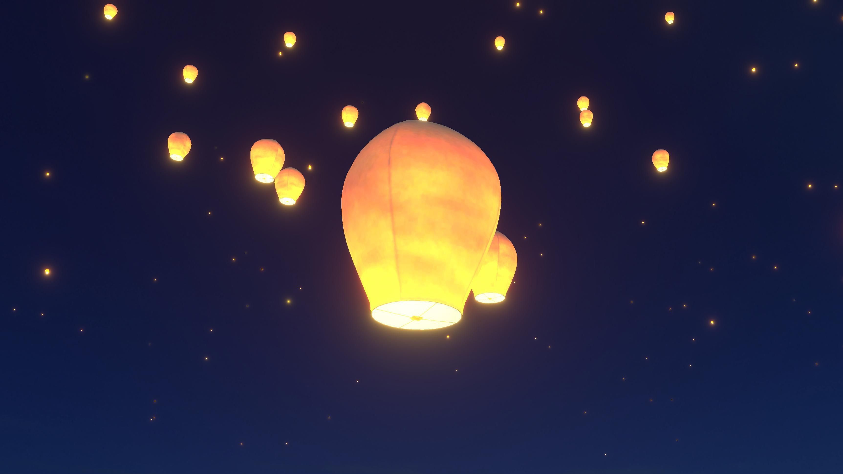 Dans l'animation WE ARE WISHES™, les vœux des participants à l'événement se transforment en lanternes qui s'élèvent.
