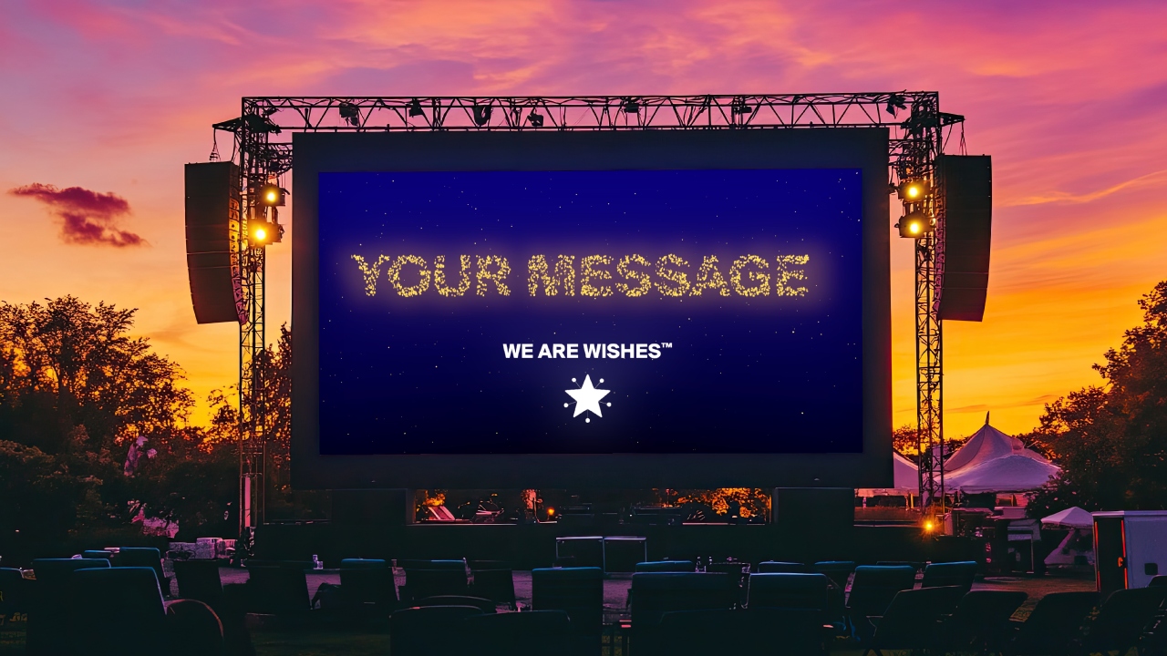 An example of the We Are Wishes animation being used to send greetings during a music festival